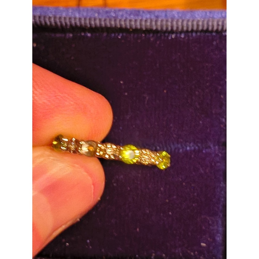 925 Lnt Peridot Band Ring Size 6.25 Green Prongs Setting Womens missing stone